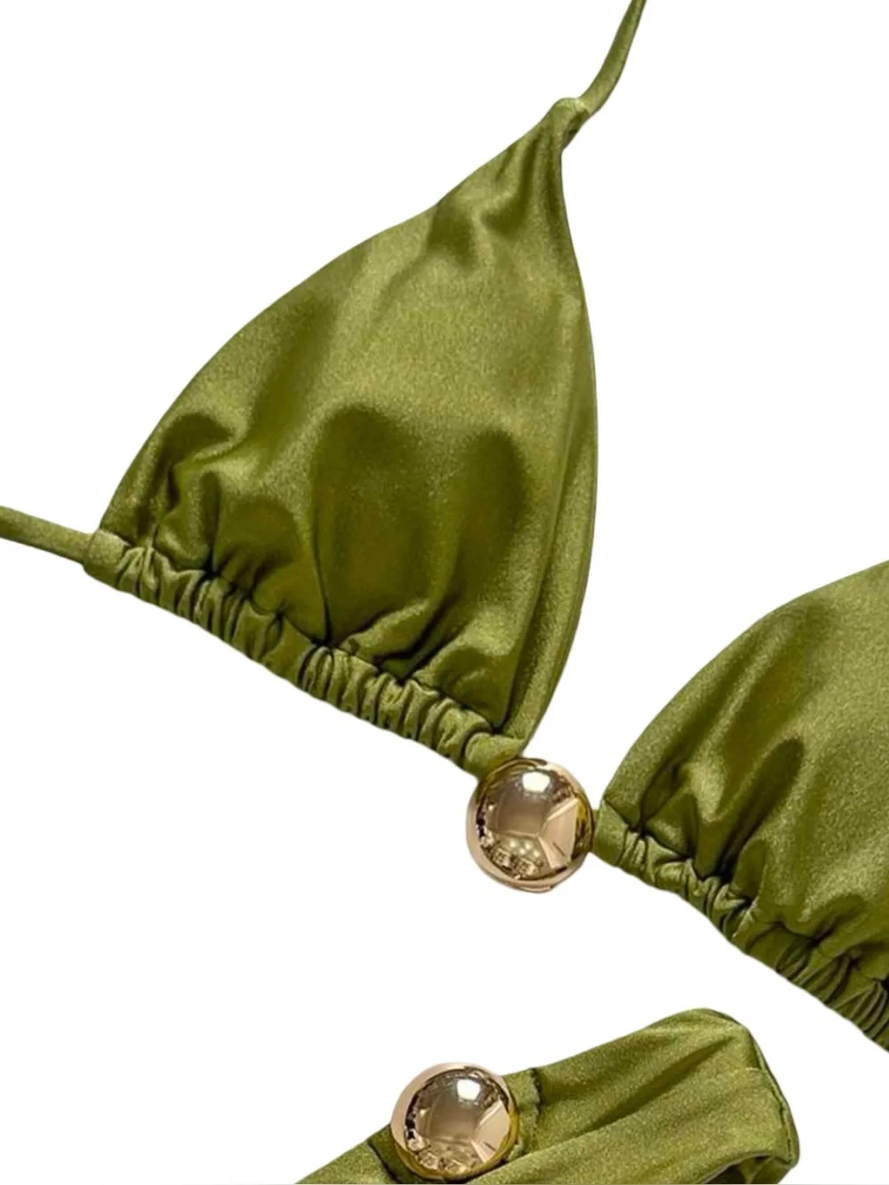 Olive Green Bikini Set with Gold Hardware | Triangle Bikini/Cheeky Bottom | NWOT